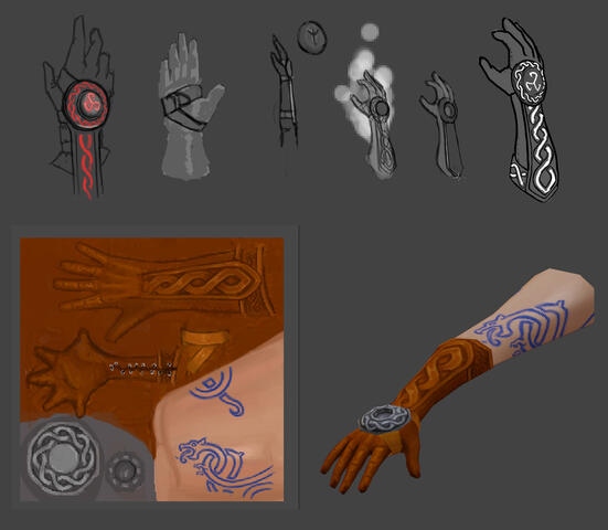 The process of sketching, concepting and texturazing. (modeling by a friend)